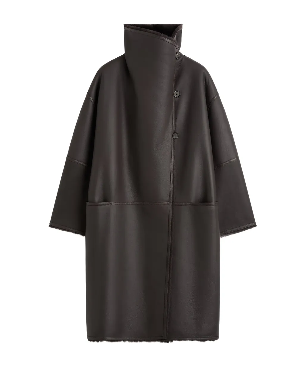 Paneled Shearling Coat