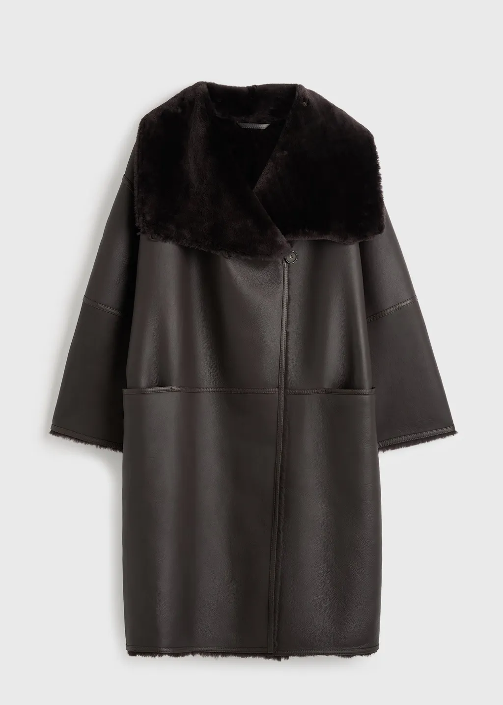 Paneled Shearling Coat