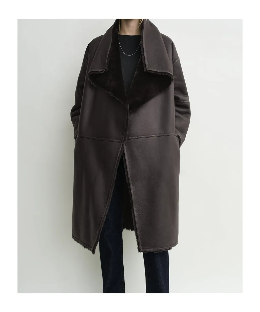 Paneled Shearling Coat