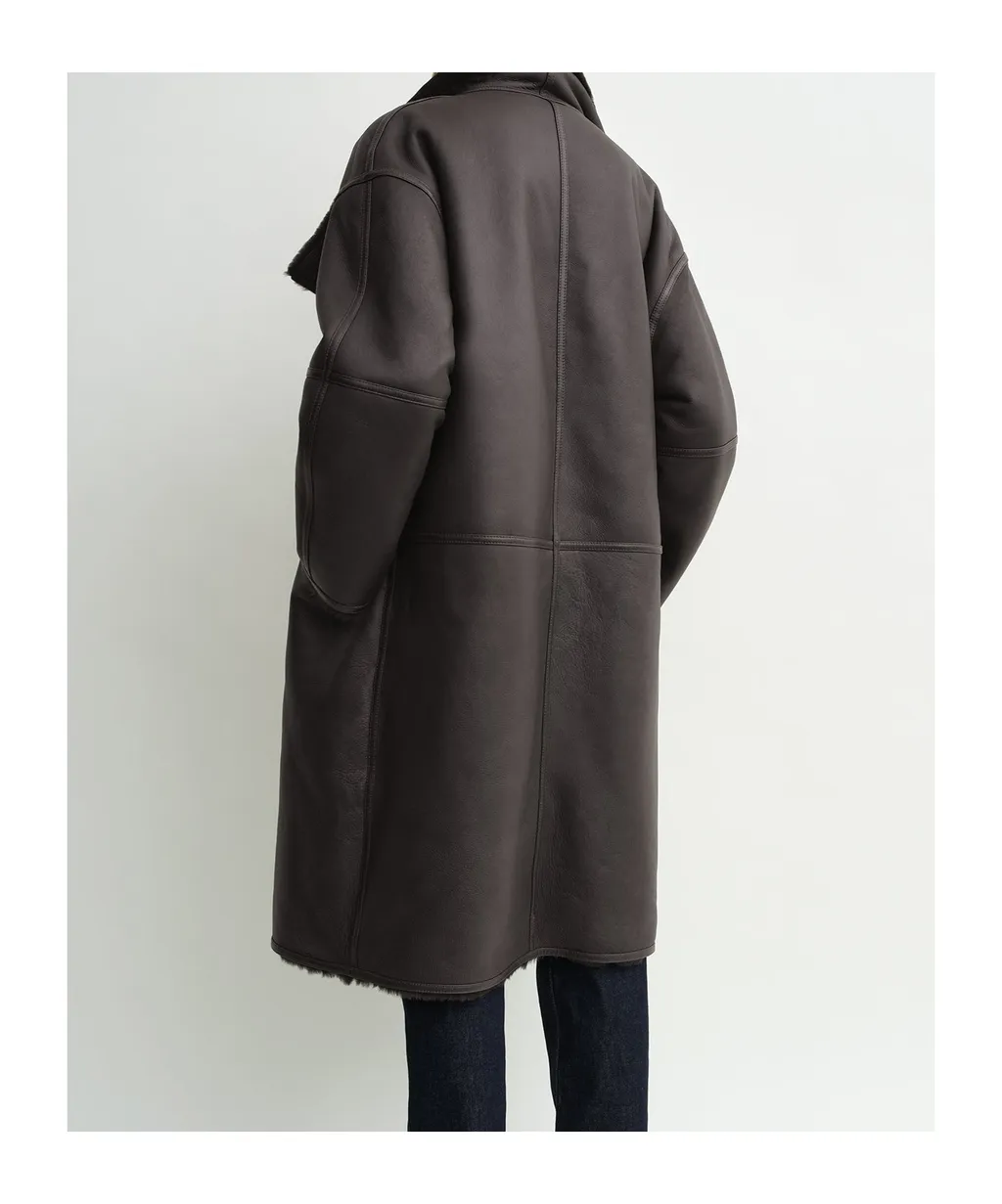 Paneled Shearling Coat