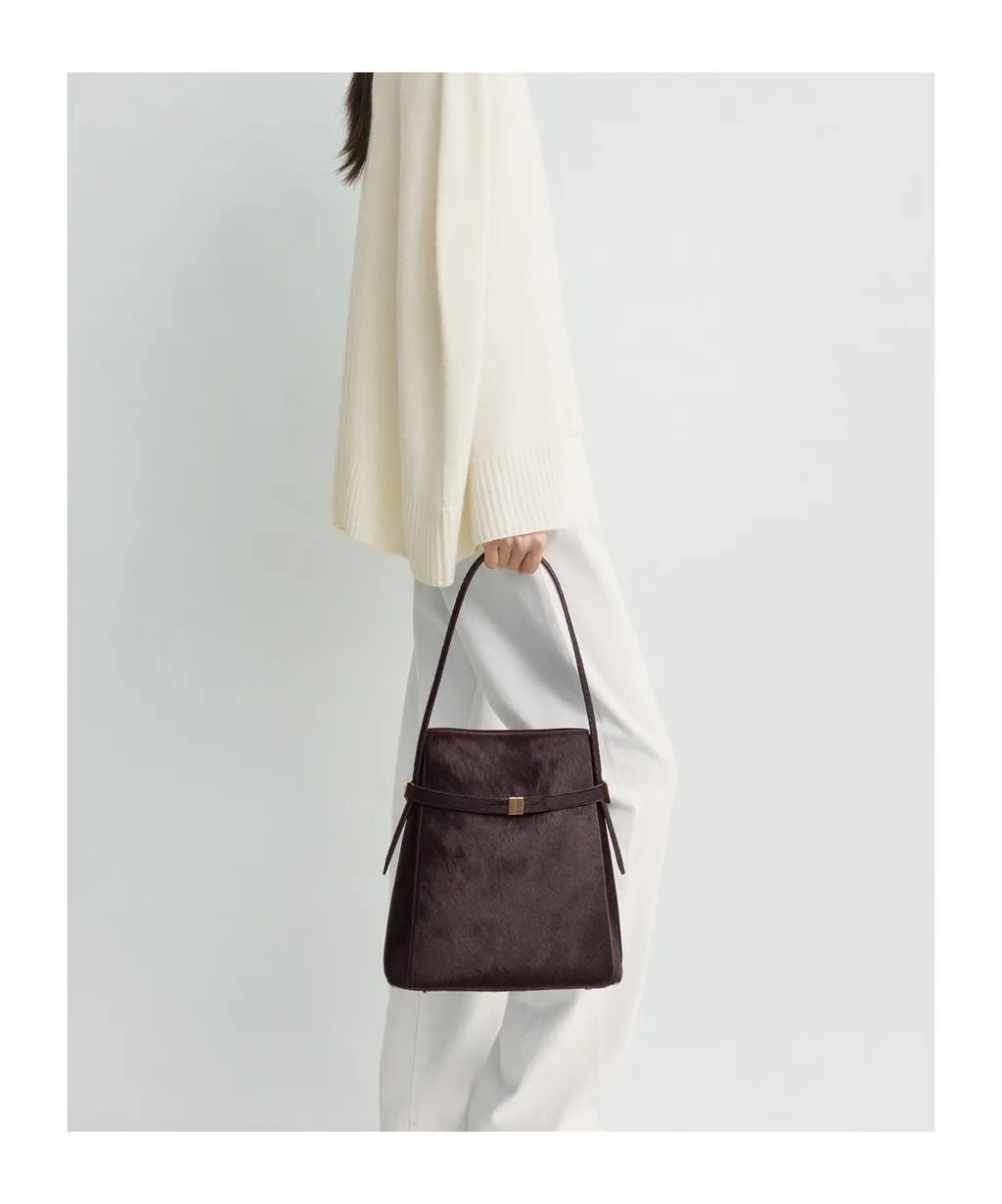 Belted-Detail Bucket Bag