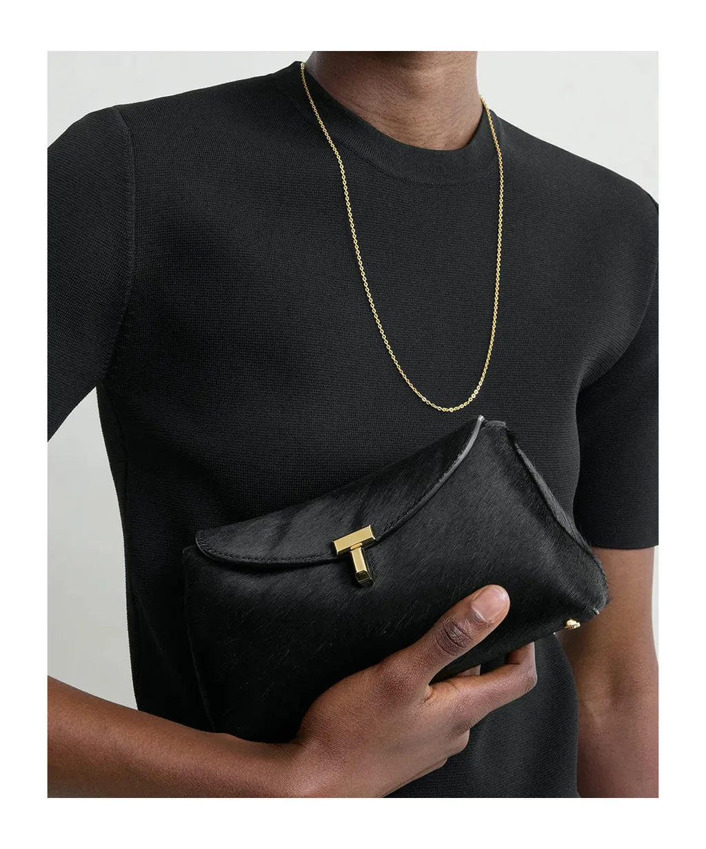 Pony Hair T-Lock Clutch