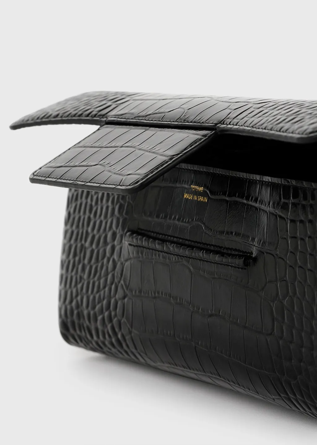 Croc-Embossed Flap Clutch Bag