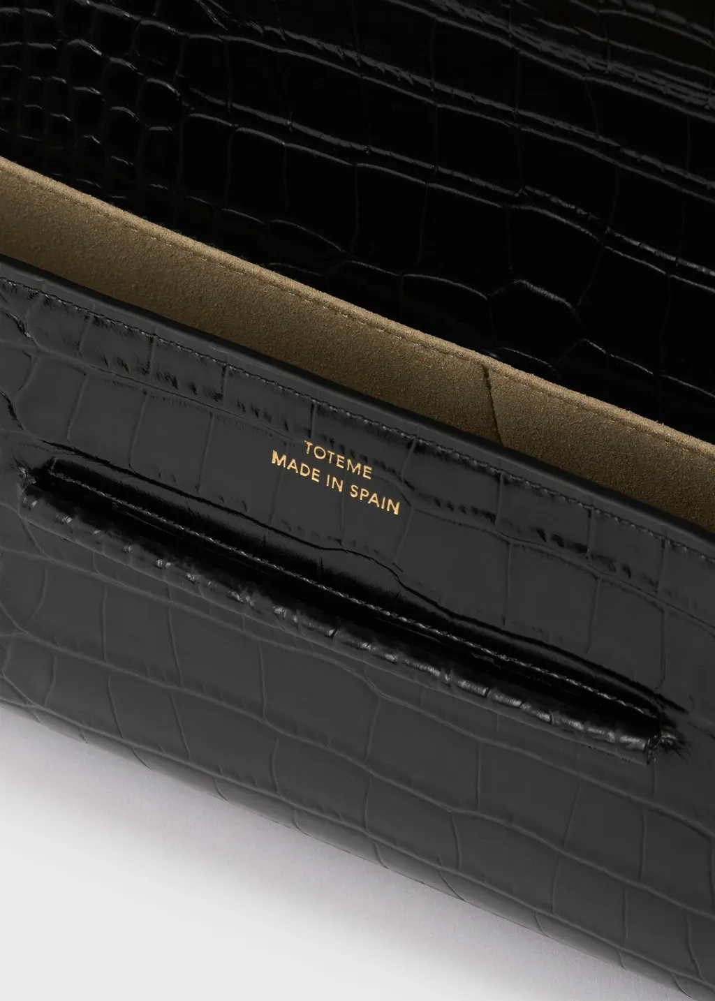 Croc-Embossed Flap Clutch Bag