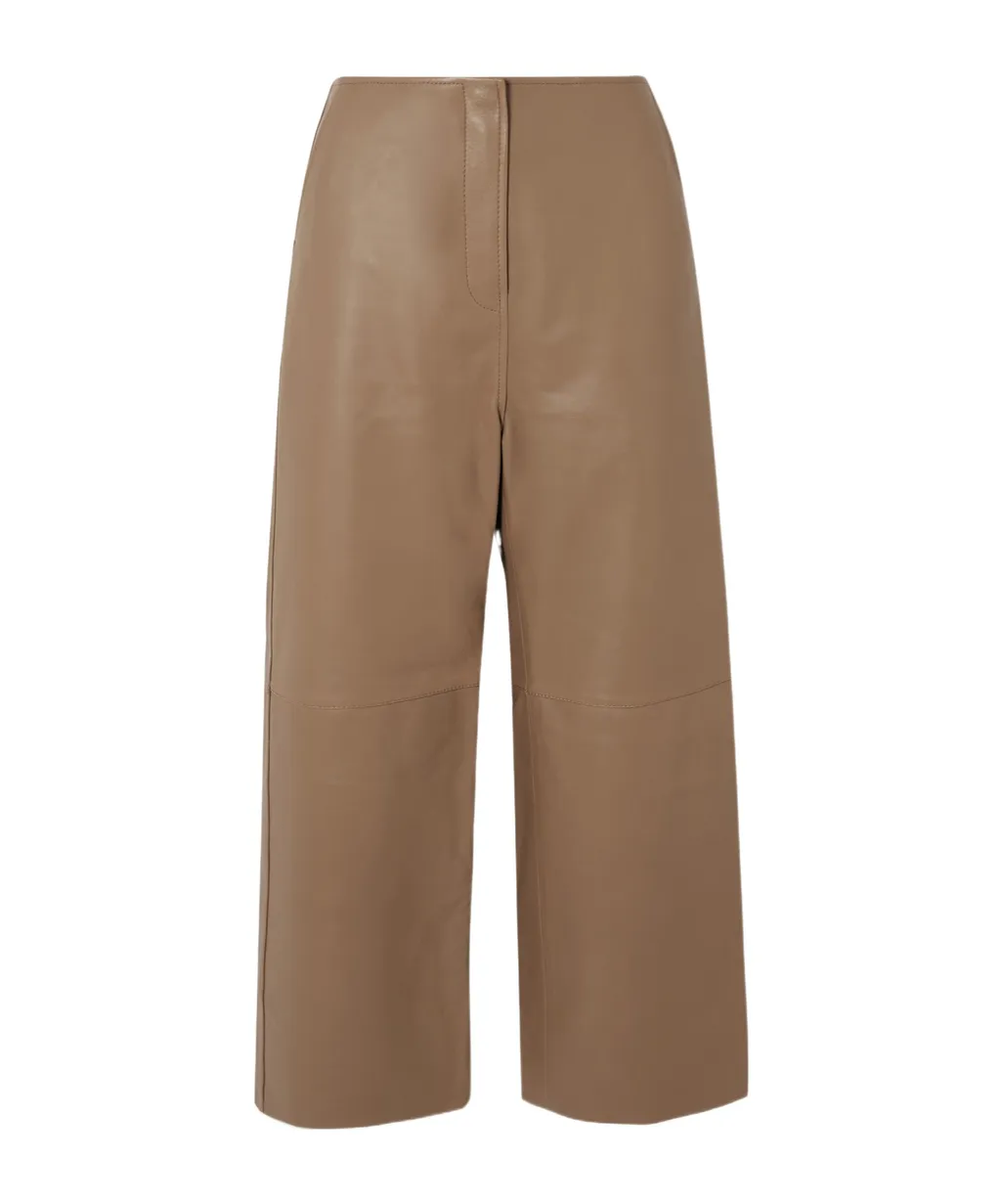 Panelled Flared Leather Trousers
