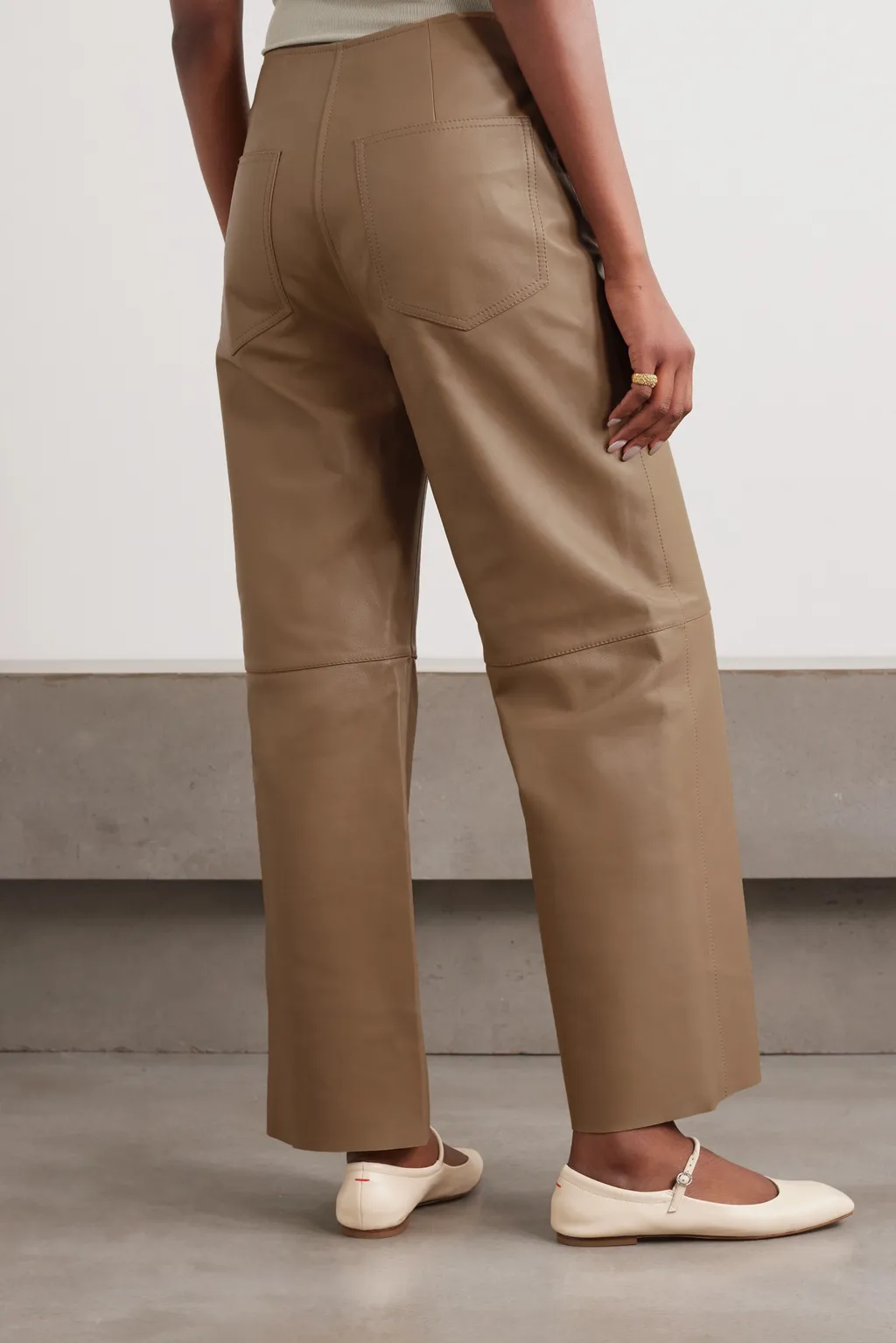 Panelled Flared Leather Trousers