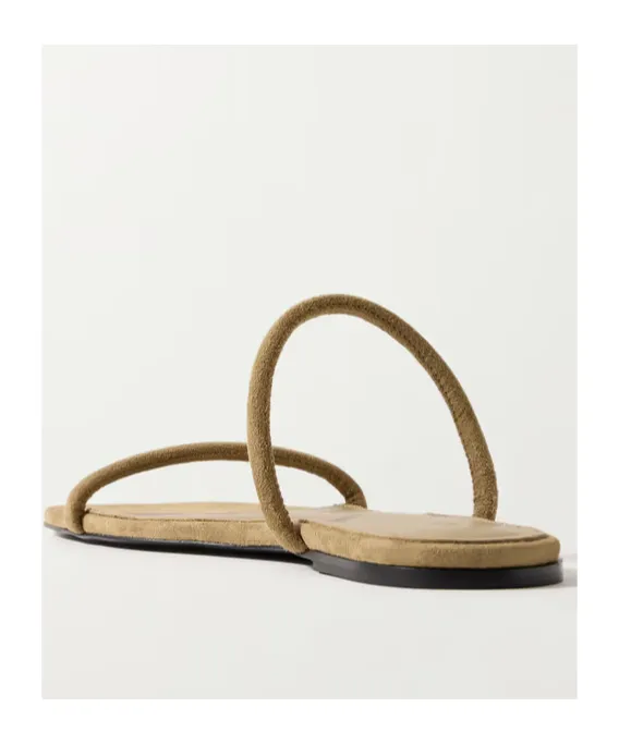 Open-Toed Square-Toed Flat Sandals
