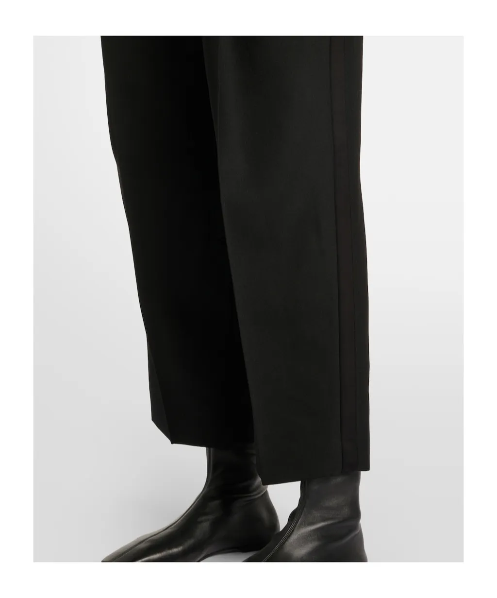 High-Waisted Twill Straight-Leg Pants