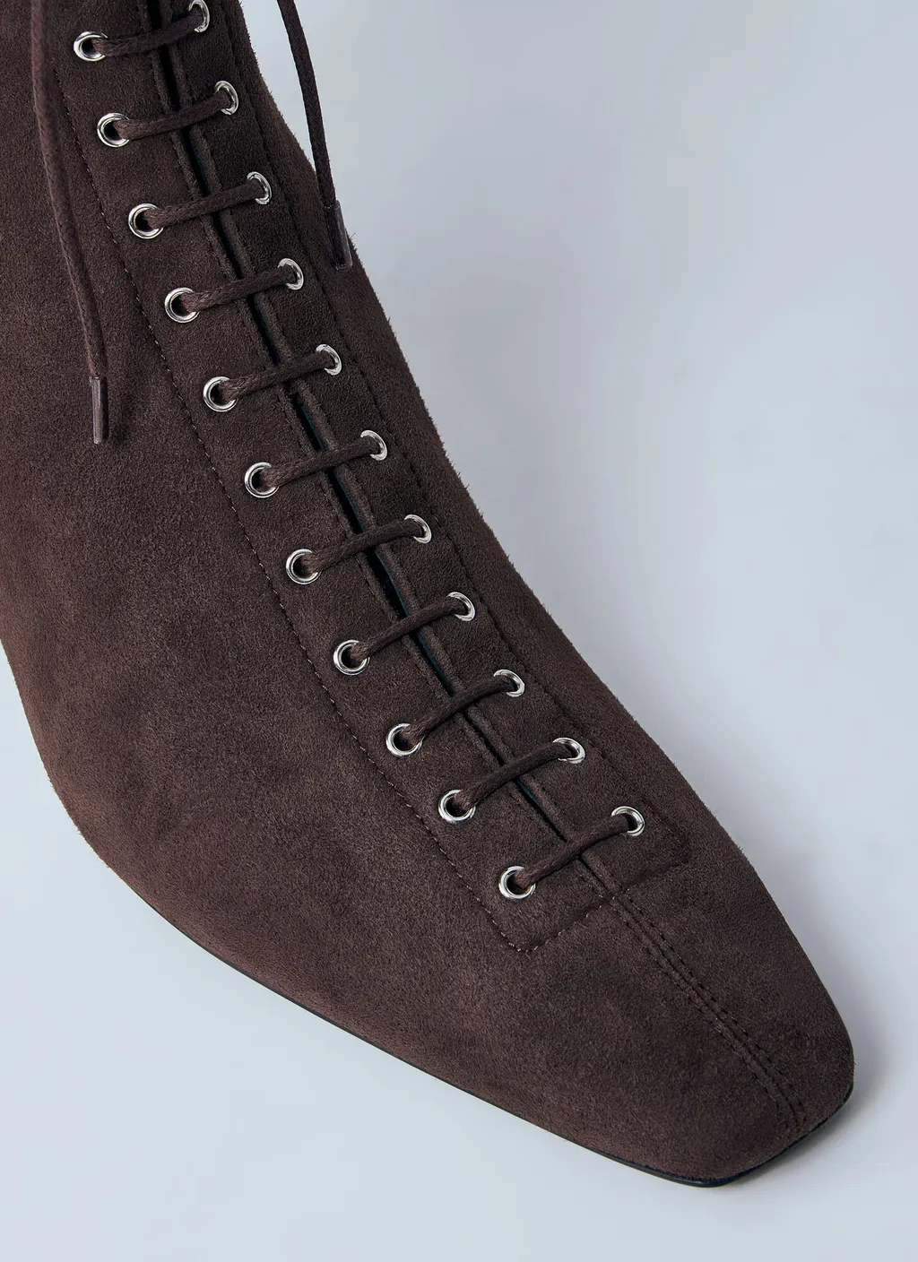 Square-Toe Lace-Up Ankle Boots