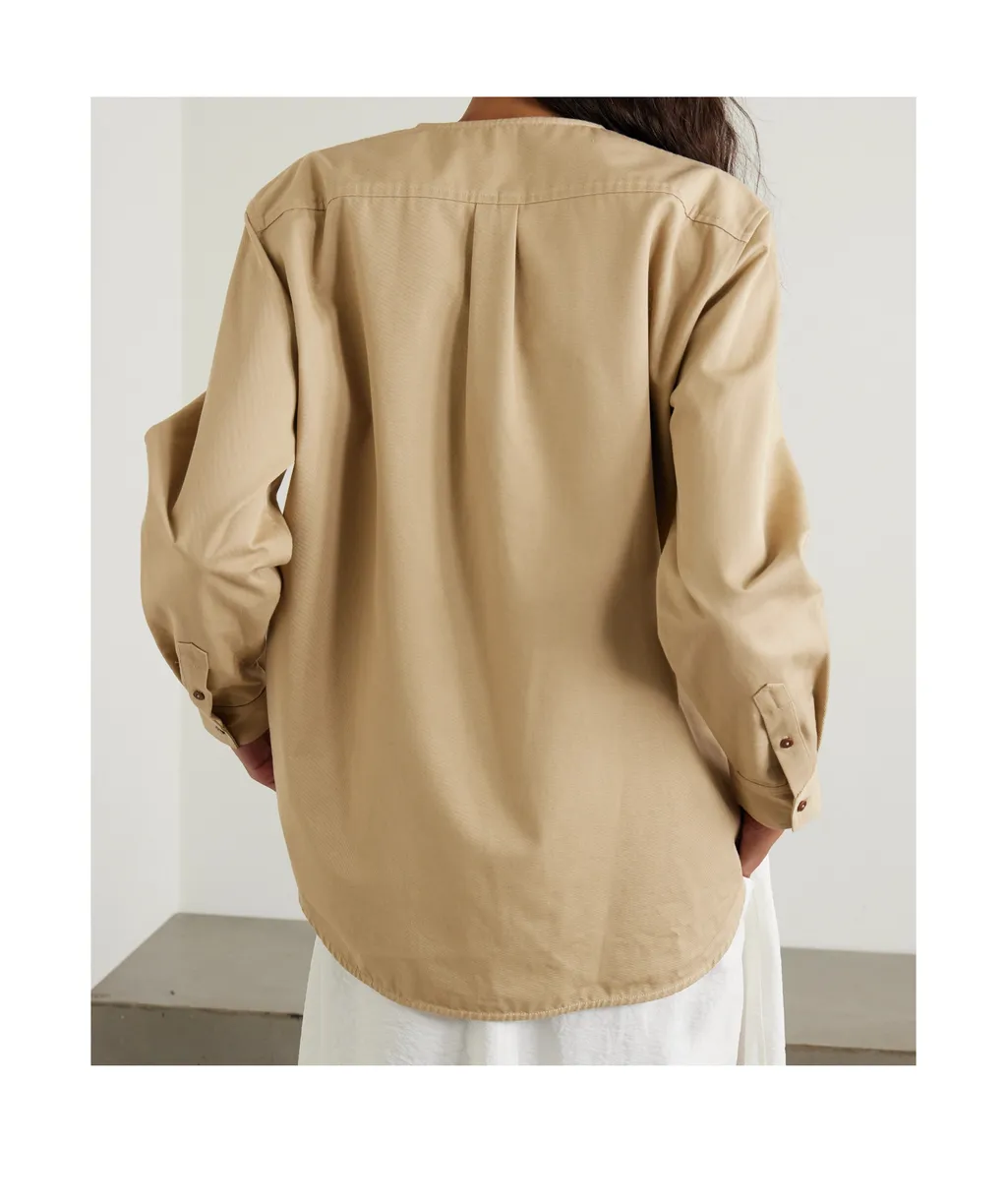 Collarless Cotton Shirt
