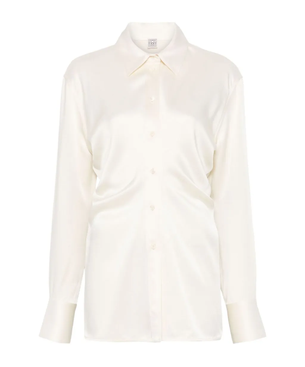 Slouch-Waist Satin Shirt