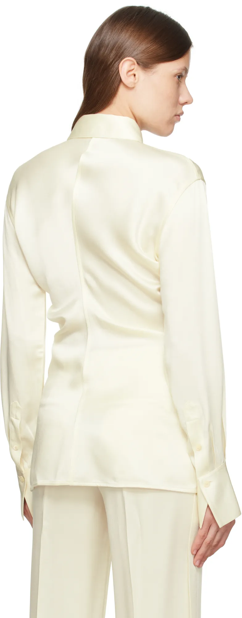 Slouch-Waist Satin Shirt