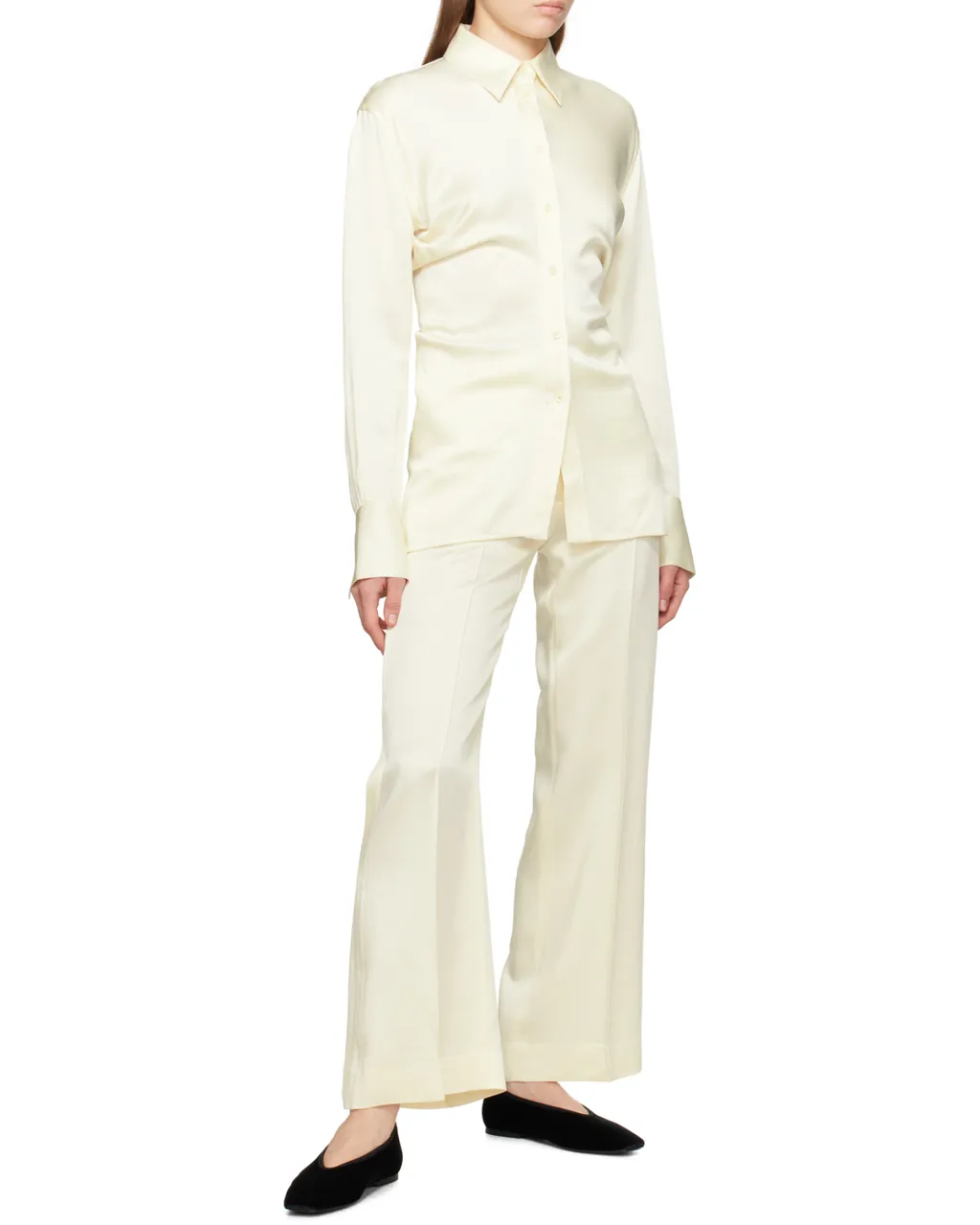 Slouch-Waist Satin Shirt