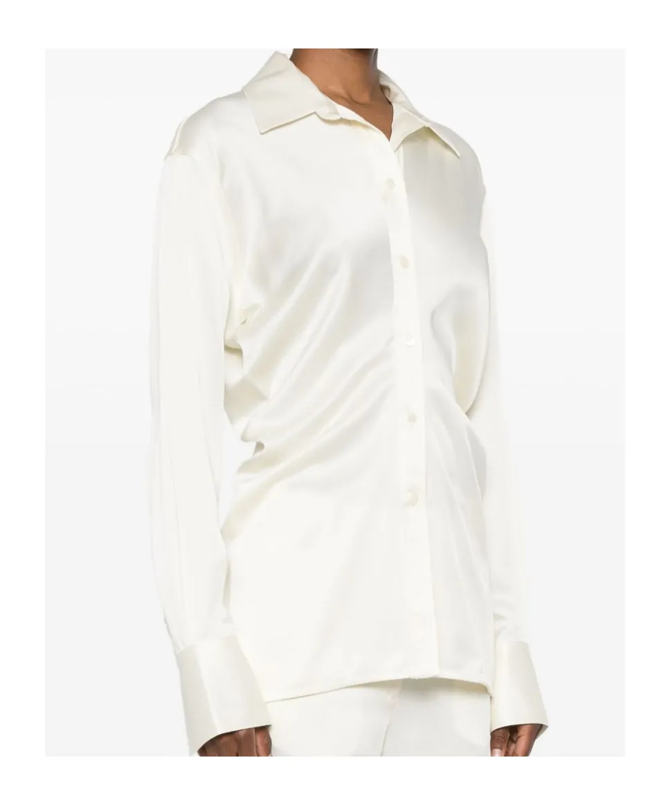 Slouch-Waist Satin Shirt