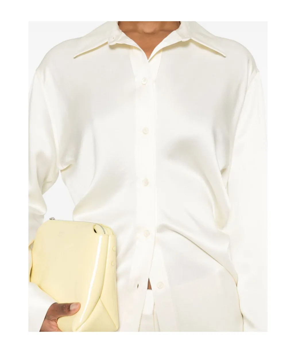 Slouch-Waist Satin Shirt