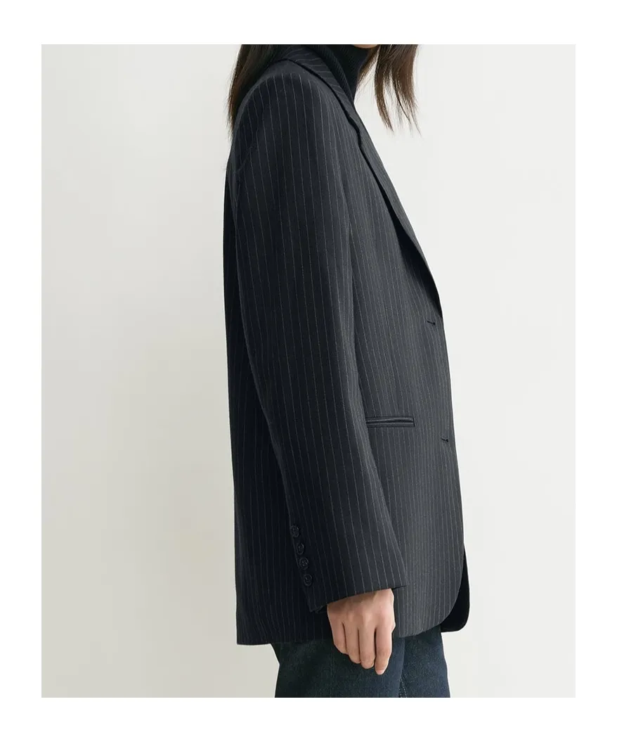 Tailored Pinstriped Blazer