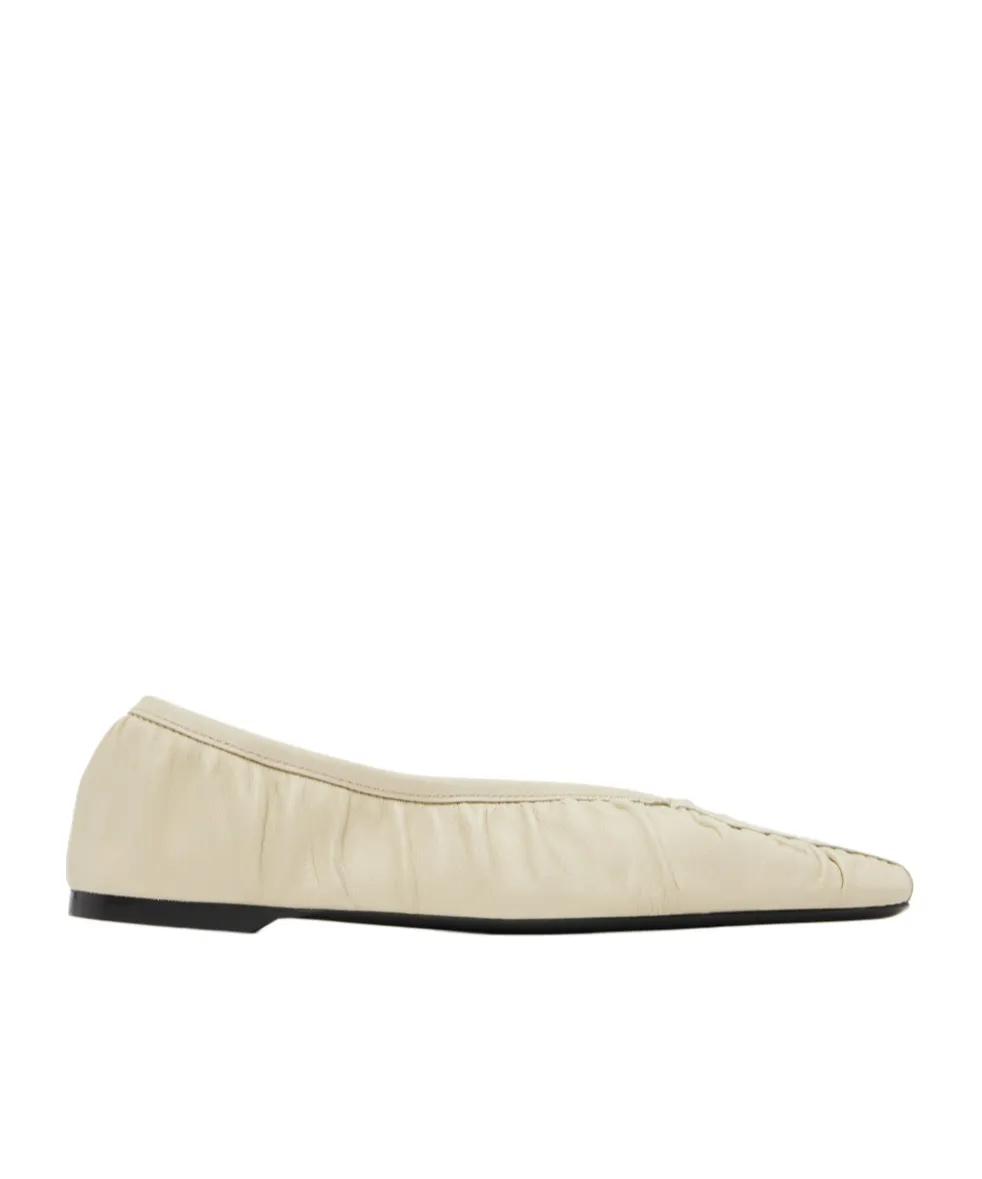 Gathered Leather Ballerina Shoes
