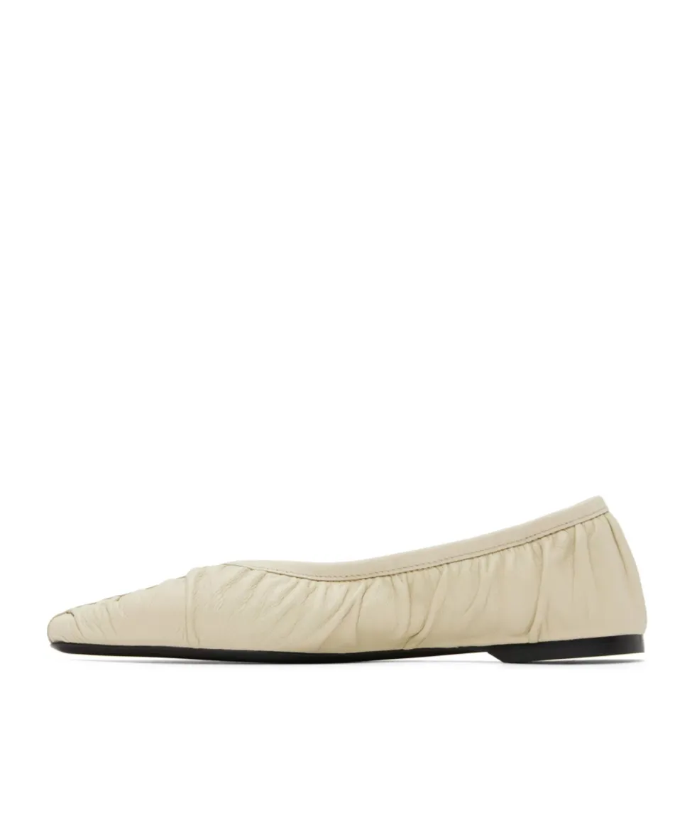 Gathered Leather Ballerina Shoes