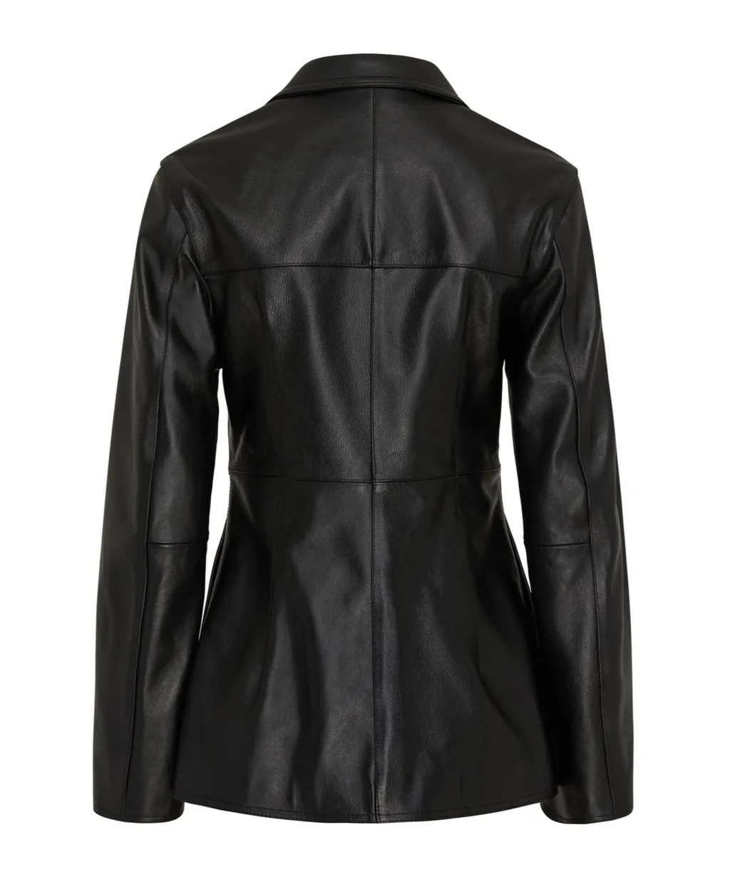 Hourglass Button Leather Jacket