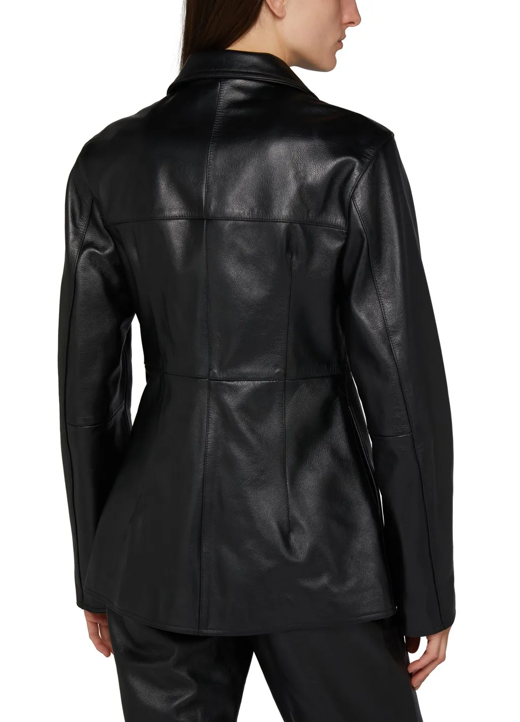 Hourglass Button Leather Jacket