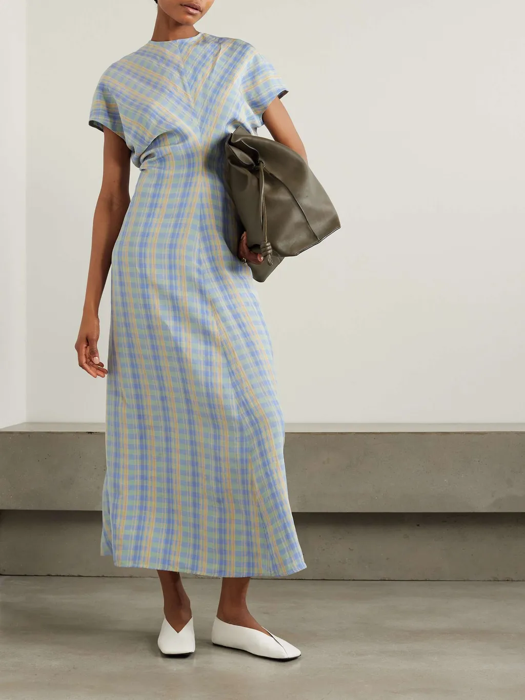 Pleated Checked Dress
