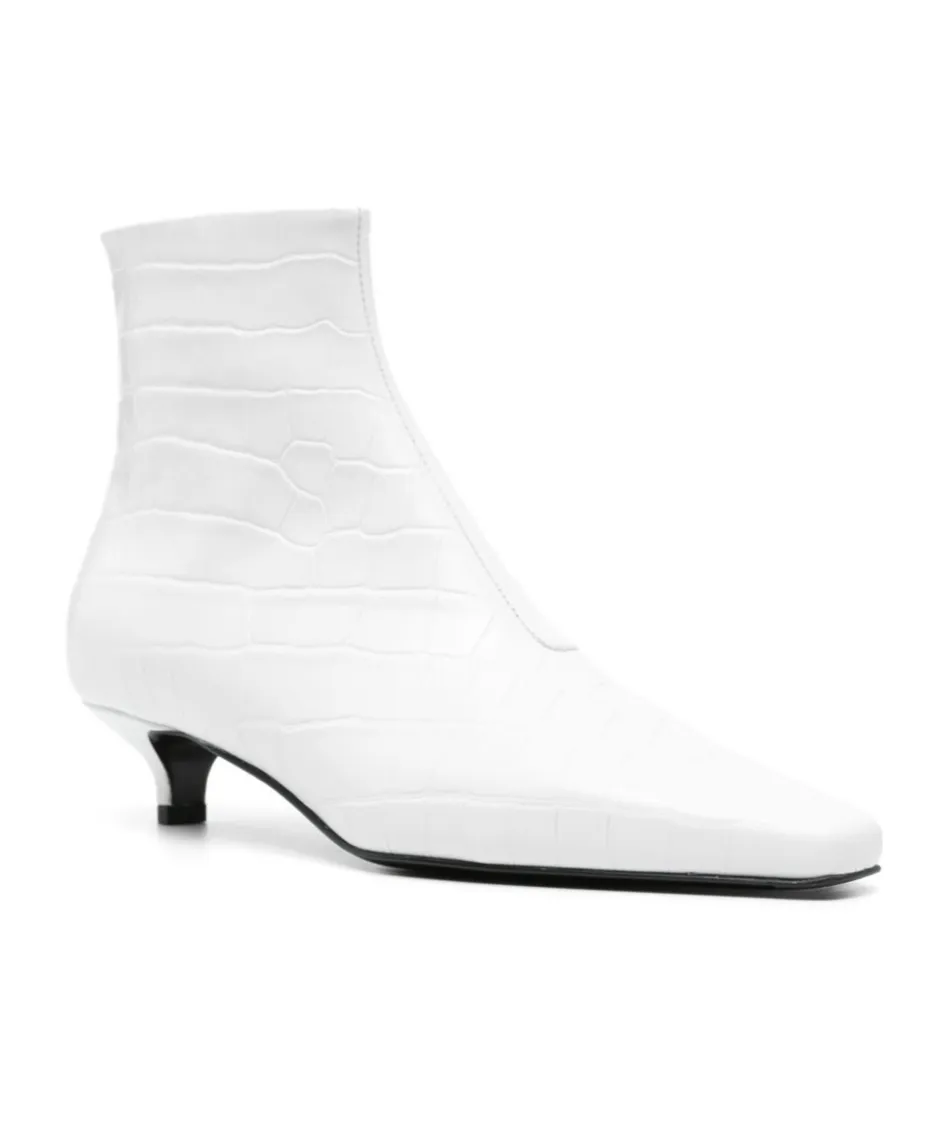Embossed Kitten Heel Boots