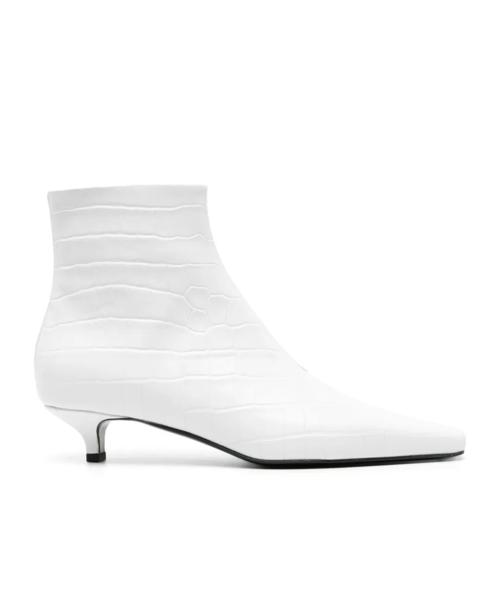 Embossed Kitten Heel Boots