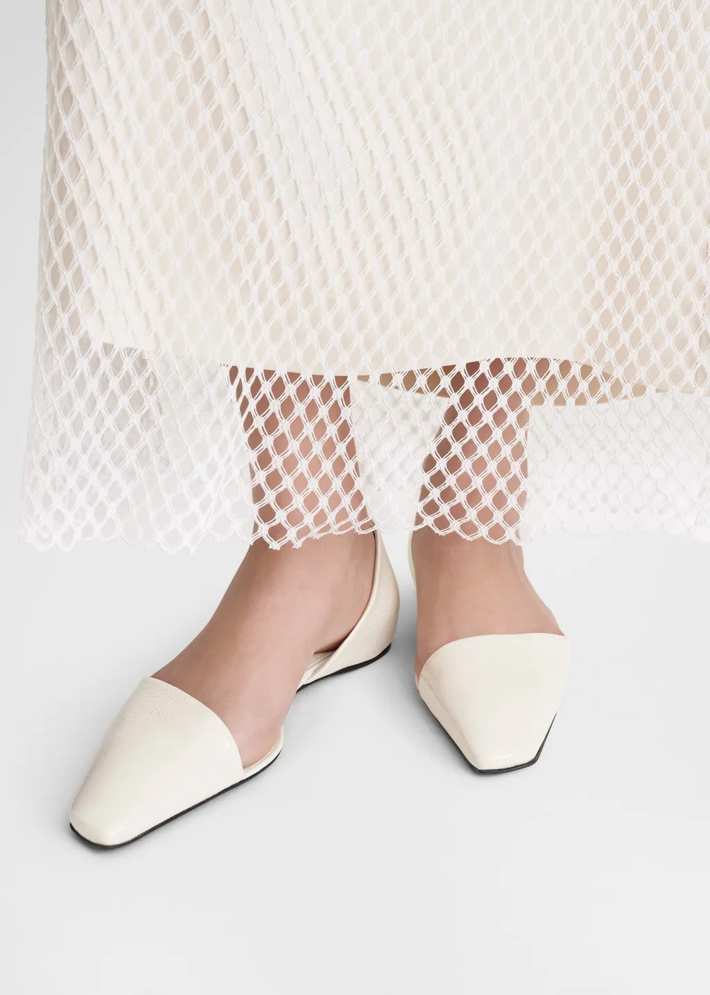 The Asymmetric D'orsay Leather Ballerina Shoes