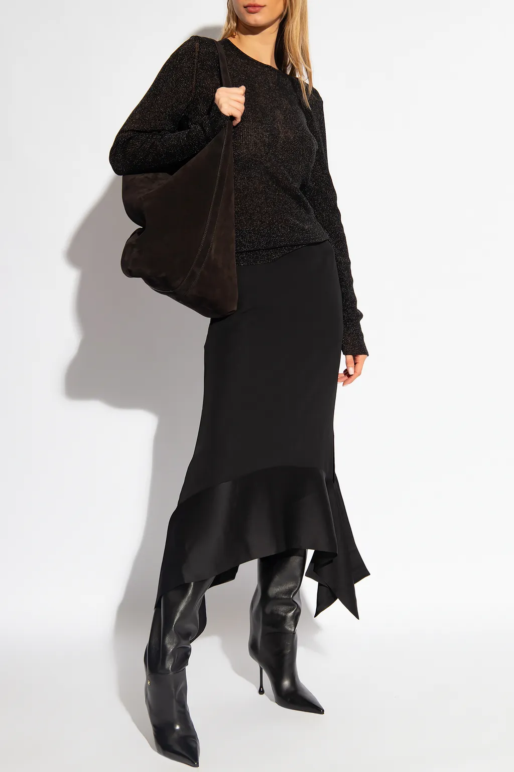 Metallic Ribbed-Knit Jumper