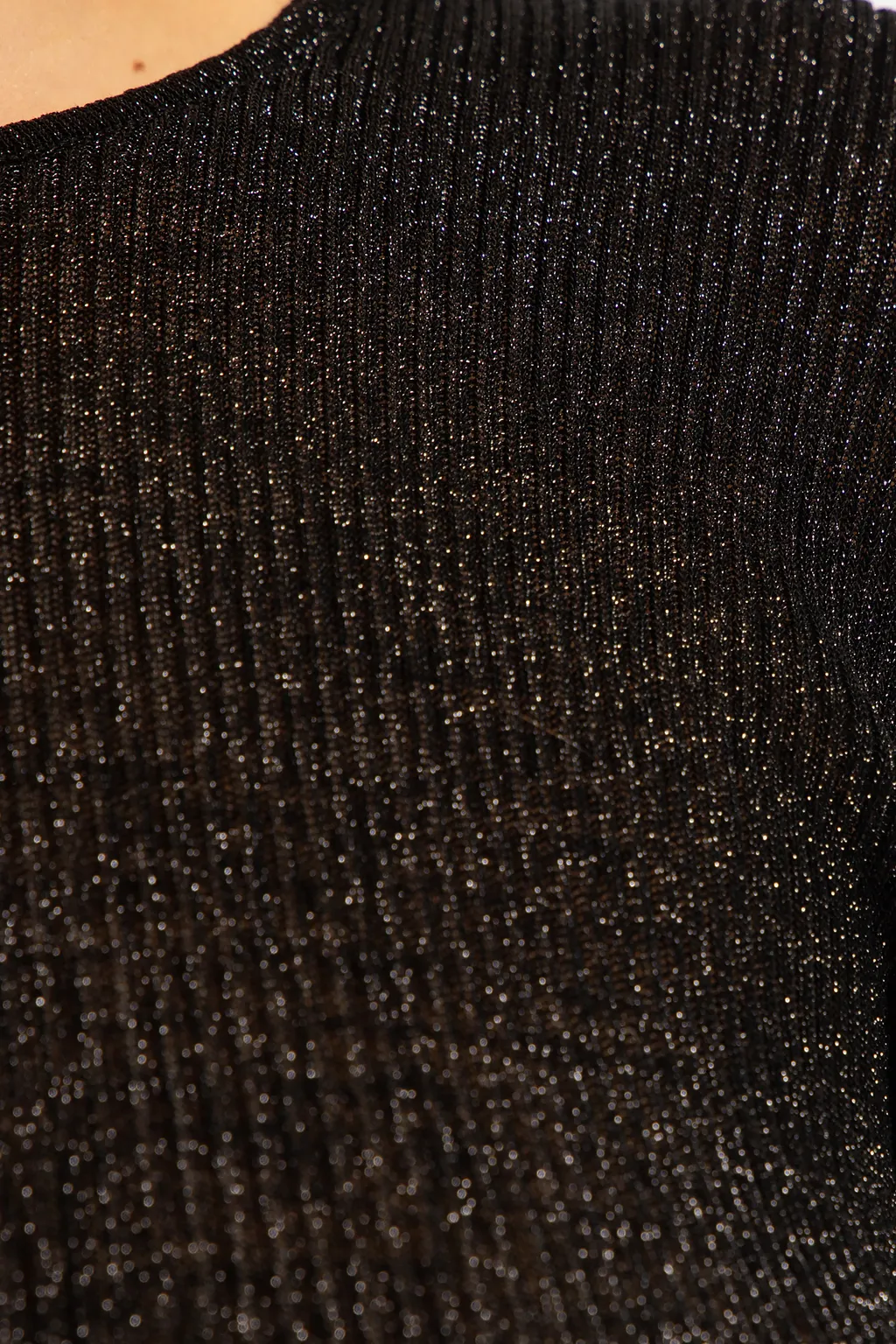 Metallic Ribbed-Knit Jumper