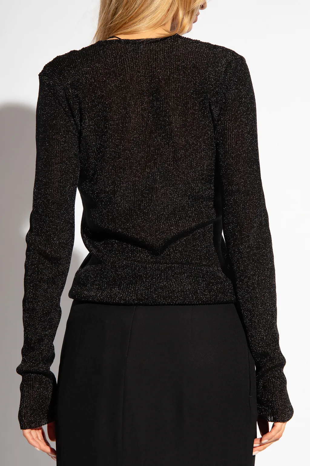 Metallic Ribbed-Knit Jumper