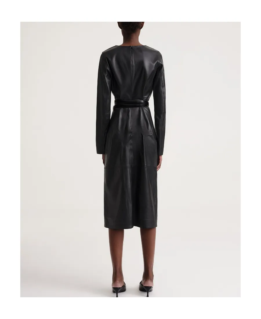Panelled Leather Midi Dress