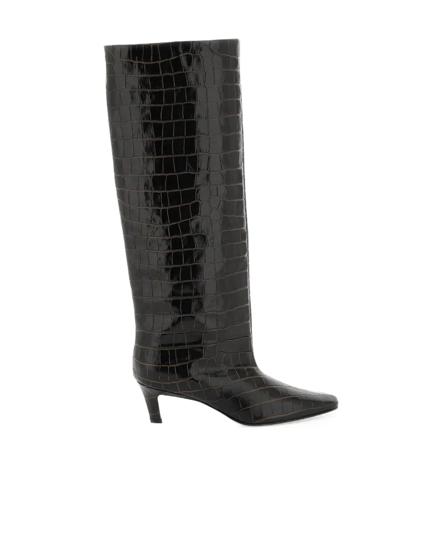 Embossed Knee-High Boots