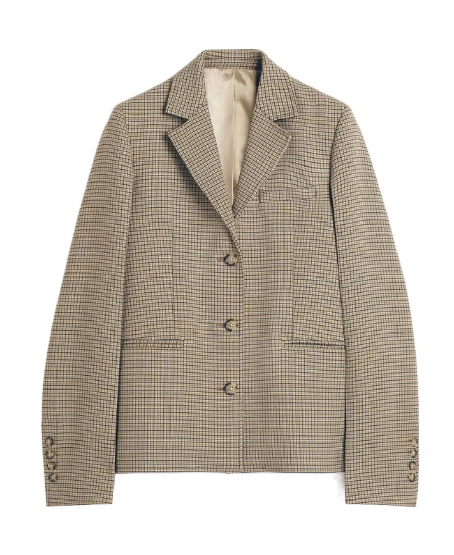 Check-Pattern Single-Breasted Blazer