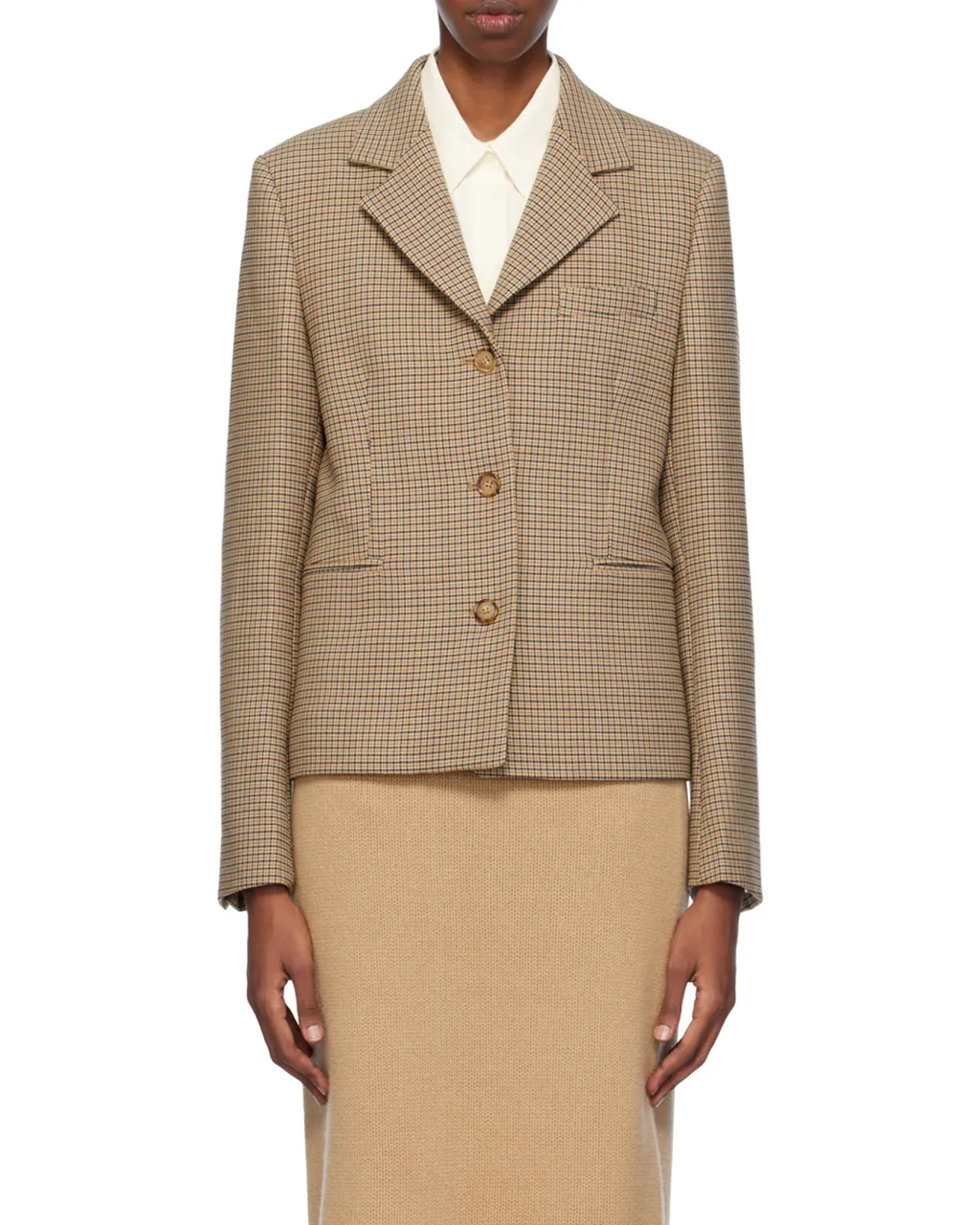 Check-Pattern Single-Breasted Blazer