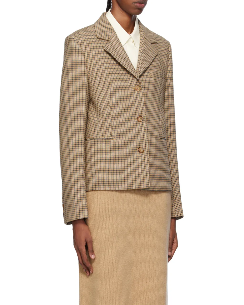 Check-Pattern Single-Breasted Blazer
