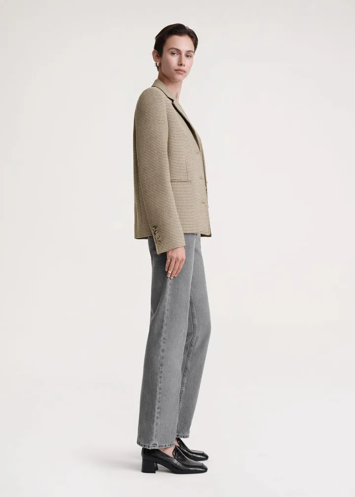 Check-Pattern Single-Breasted Blazer