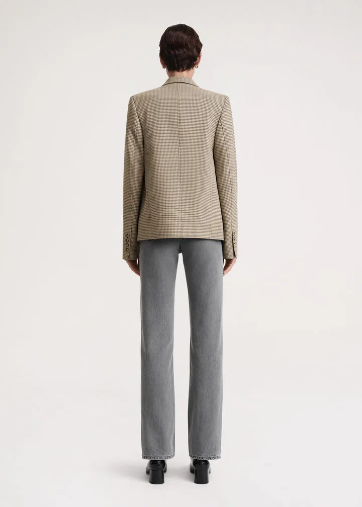 Check-Pattern Single-Breasted Blazer