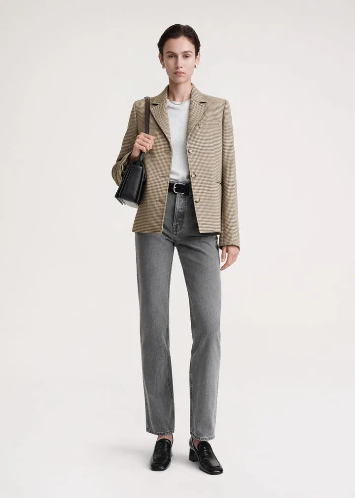 Check-Pattern Single-Breasted Blazer