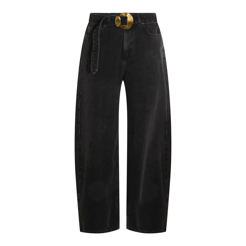 Buckle-Fastened Straight-Leg Jeans