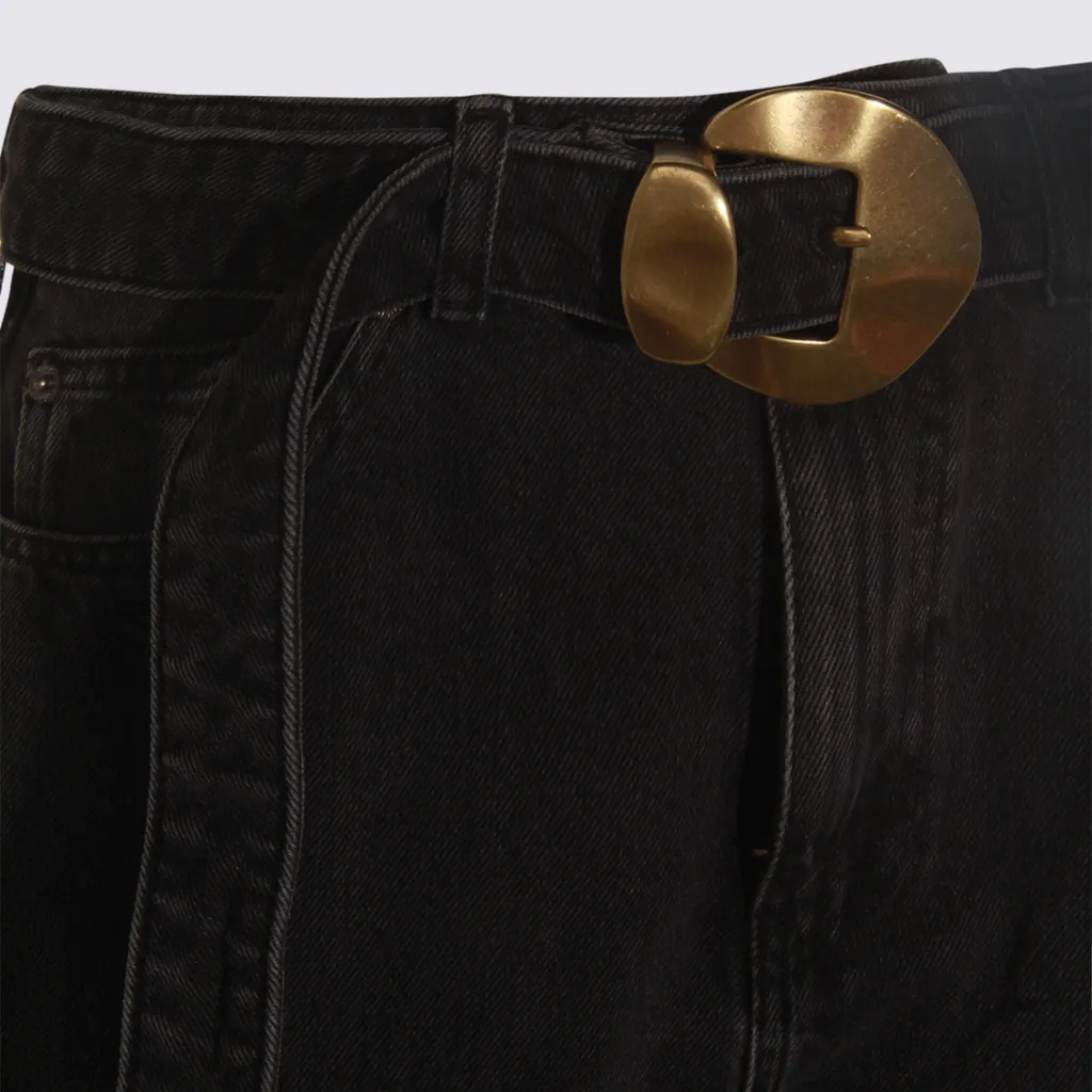 Buckle-Fastened Straight-Leg Jeans