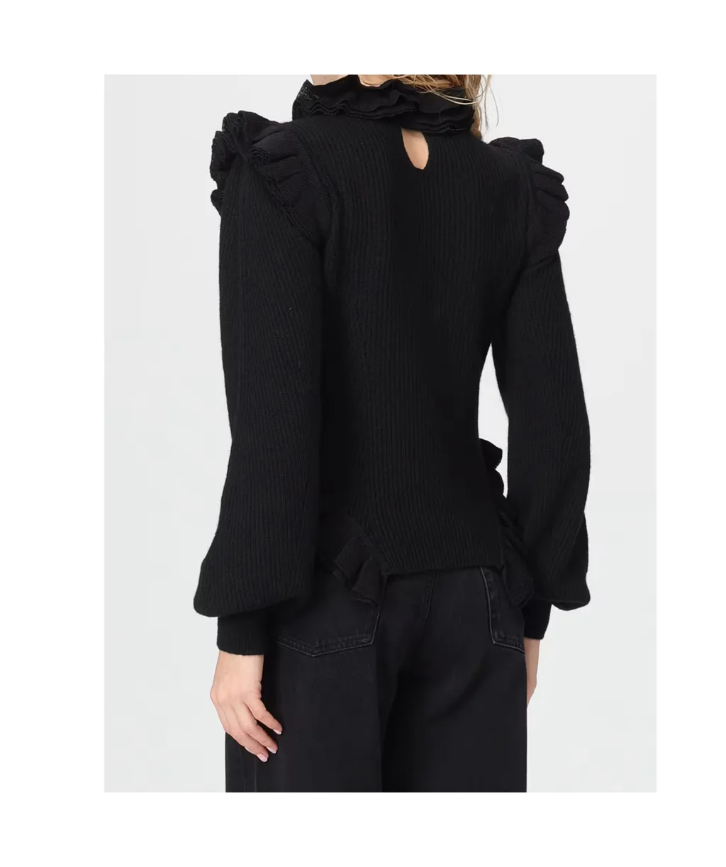Ruffled-Trim Sweater