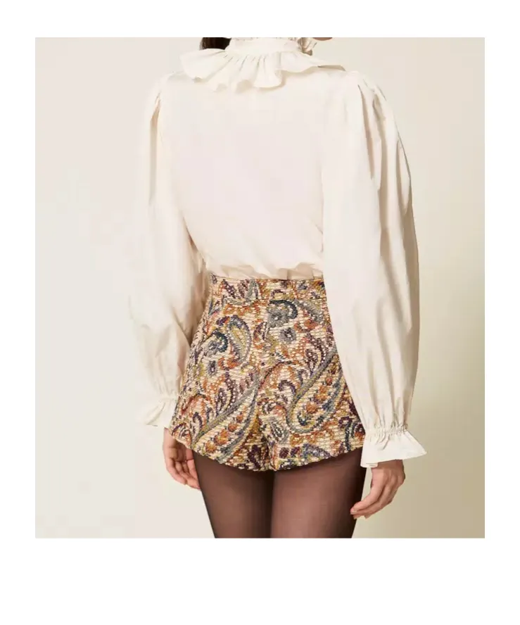 Taffeta Shirt With Velvet Ribbon