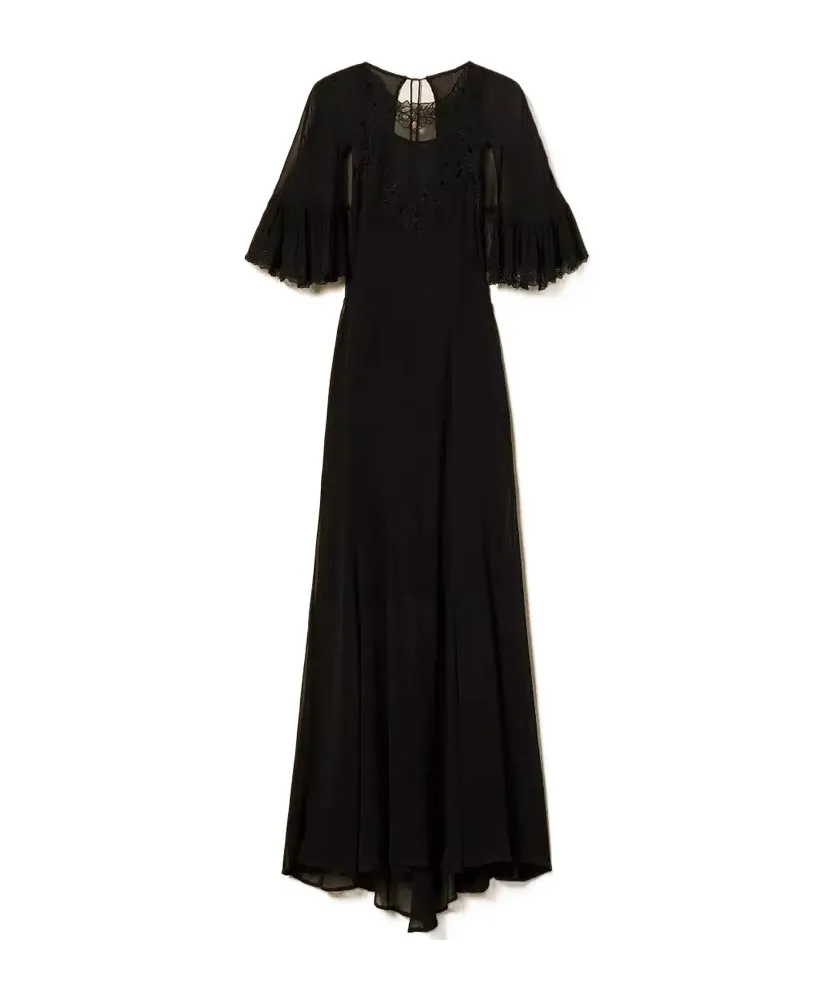 Long Georgette Dress With Embroidery