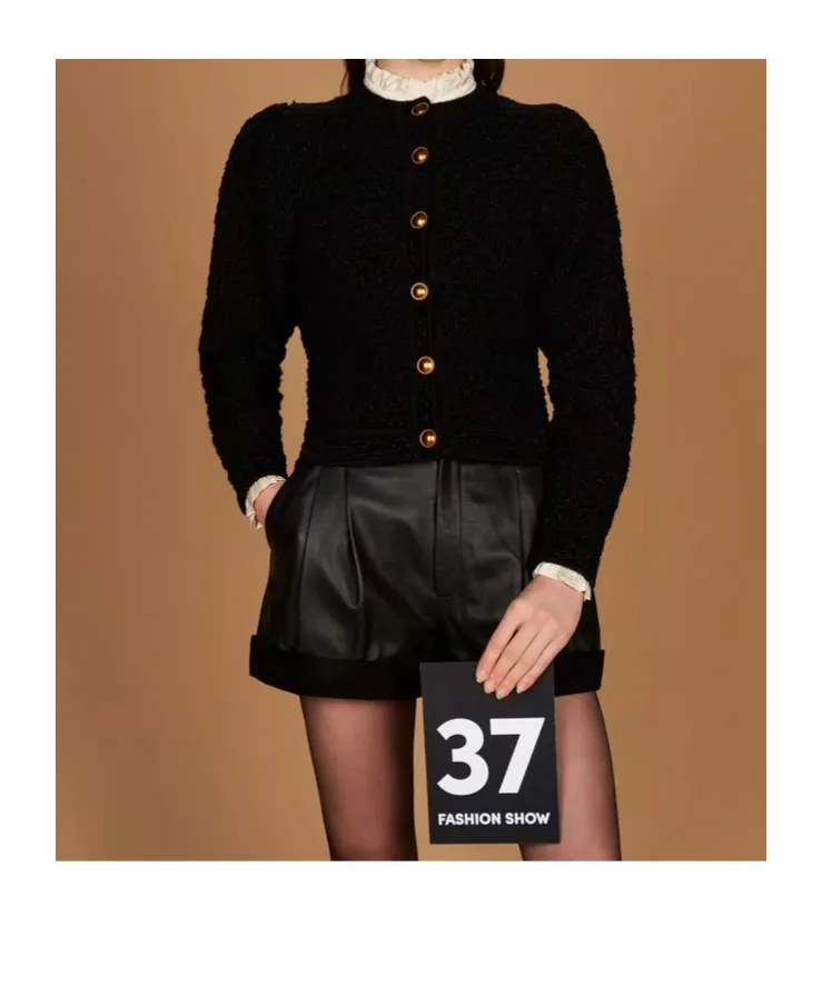 Two-Tone Jacquard Knit Jacket