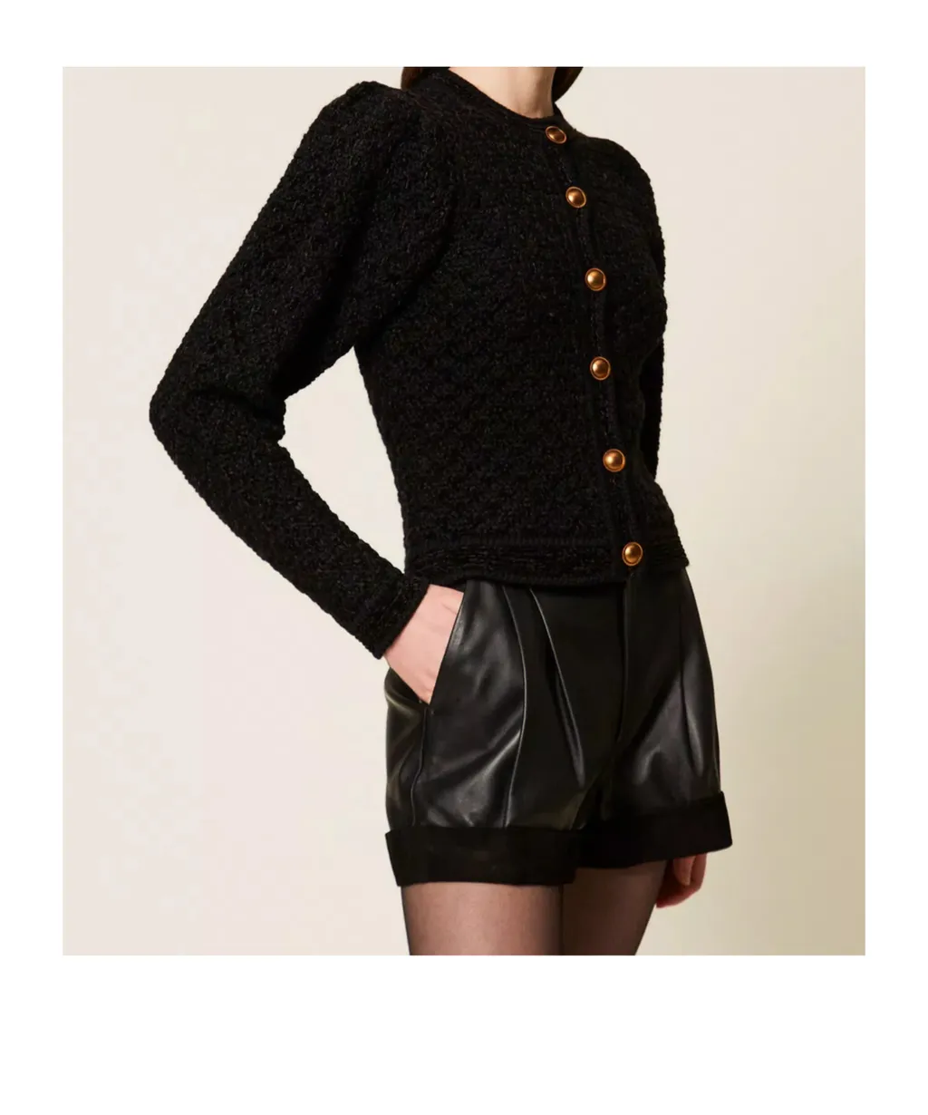 Two-Tone Jacquard Knit Jacket