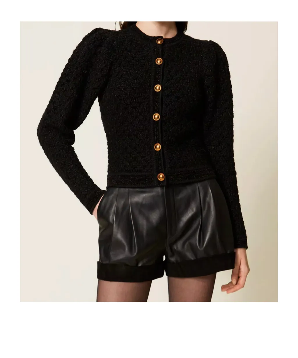 Two-Tone Jacquard Knit Jacket