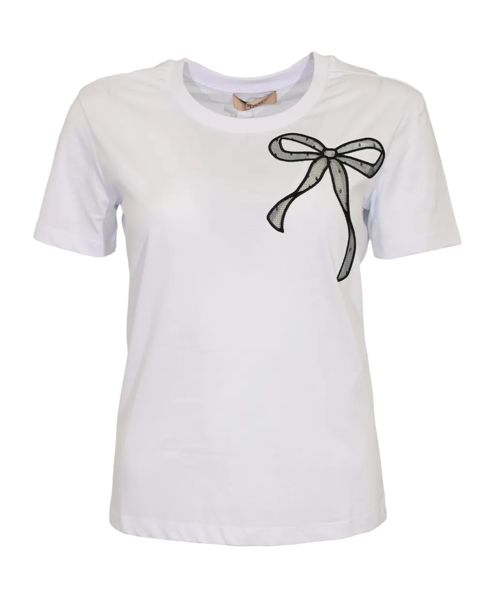 Bow Detailed Short-Sleeved T-Shirt