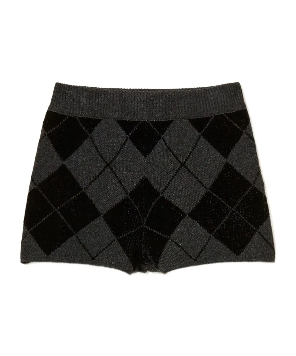 Diamond-Pattern Knit Shorts