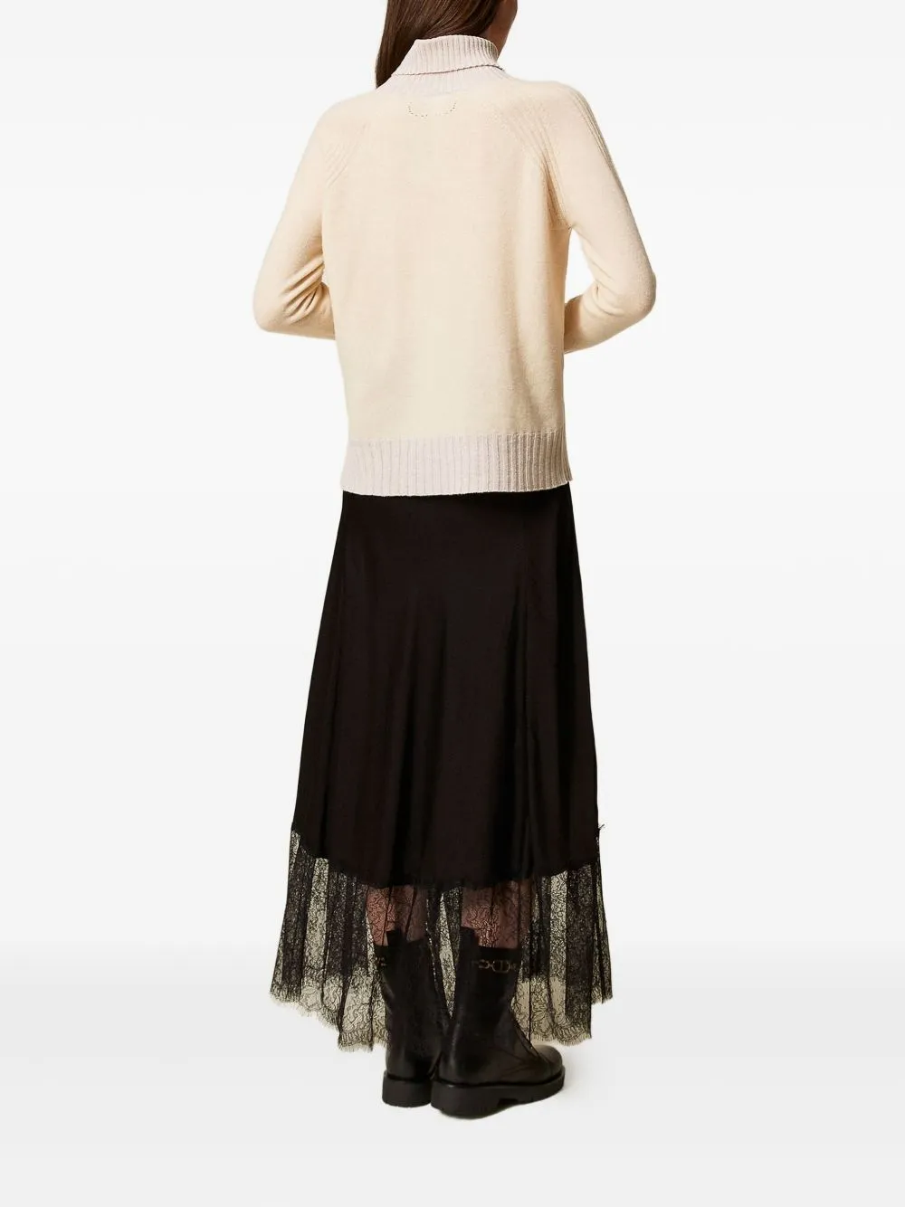 Lace-Trimmed Maxi Skirt